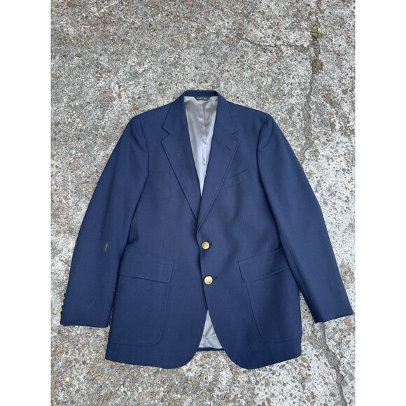Polo University Club Ralph Lauren Navy Wool Blazer Gold Buttons  38 S Nice! - Picture 1 of 8
